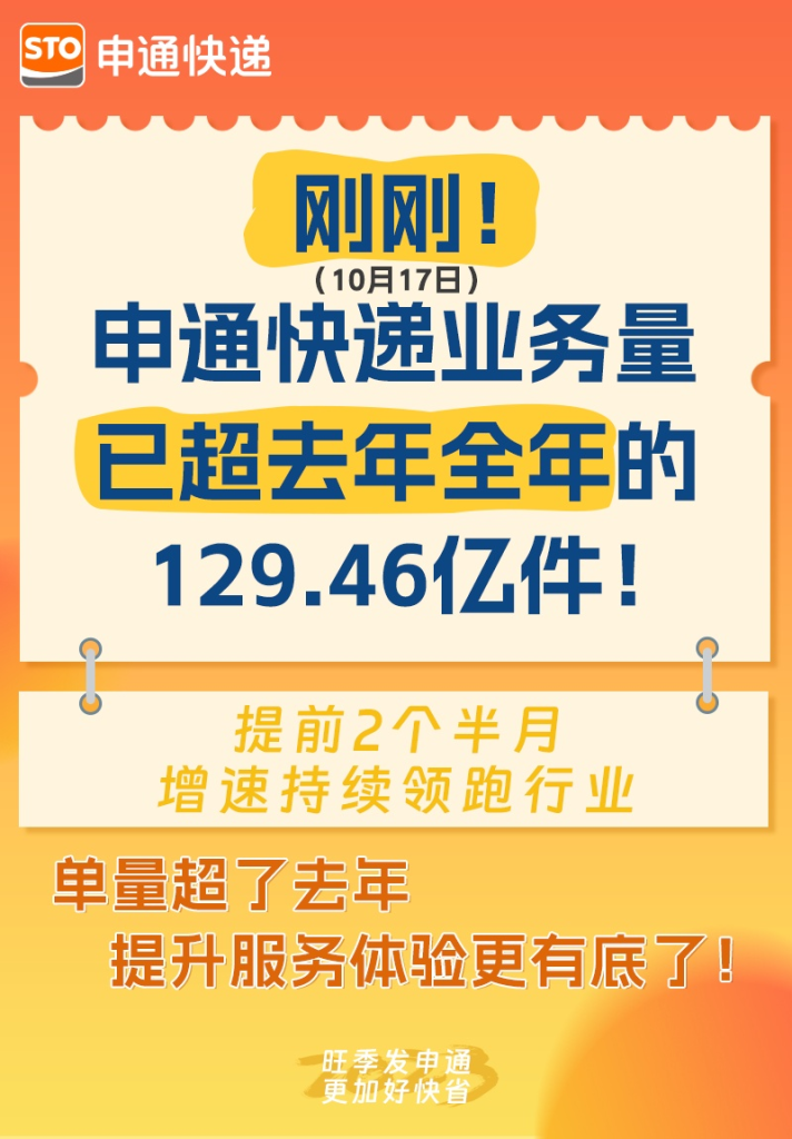 申通今年快递业务量已达130亿件 超过去年全年-欧鹿星球