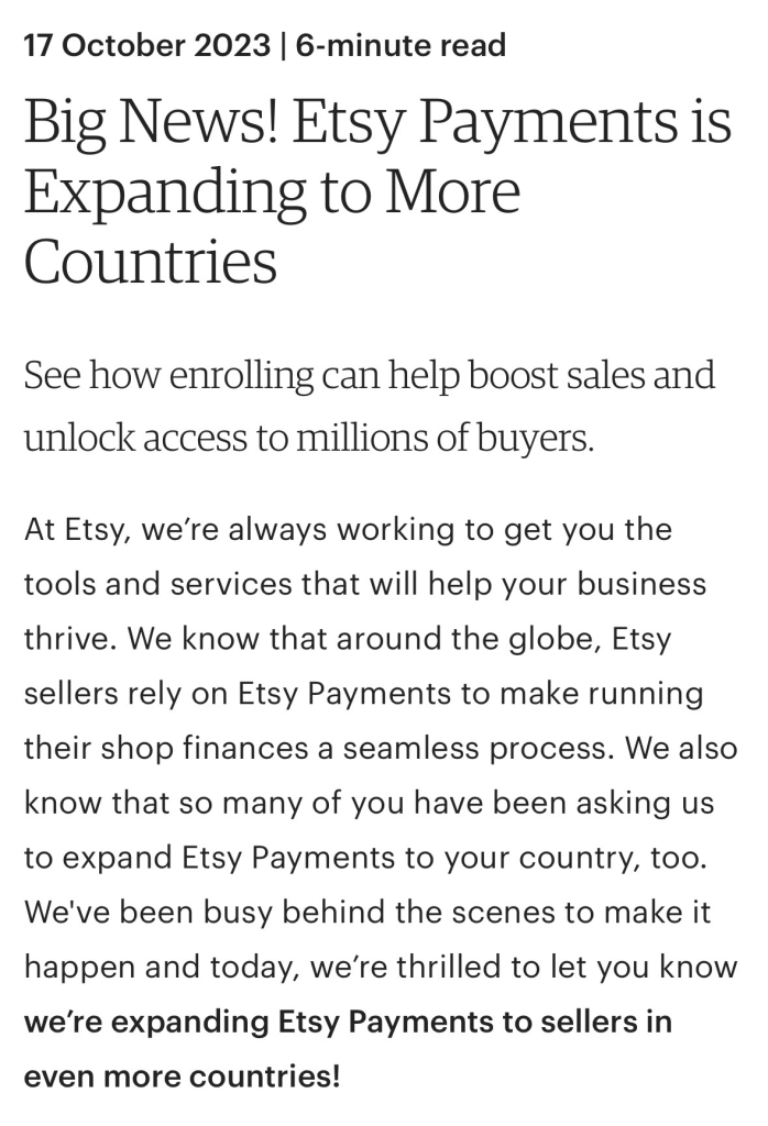 图片[2]-Etsy将在印度等7个市场推出Etsy Payments - 欧鹿星球-欧鹿星球